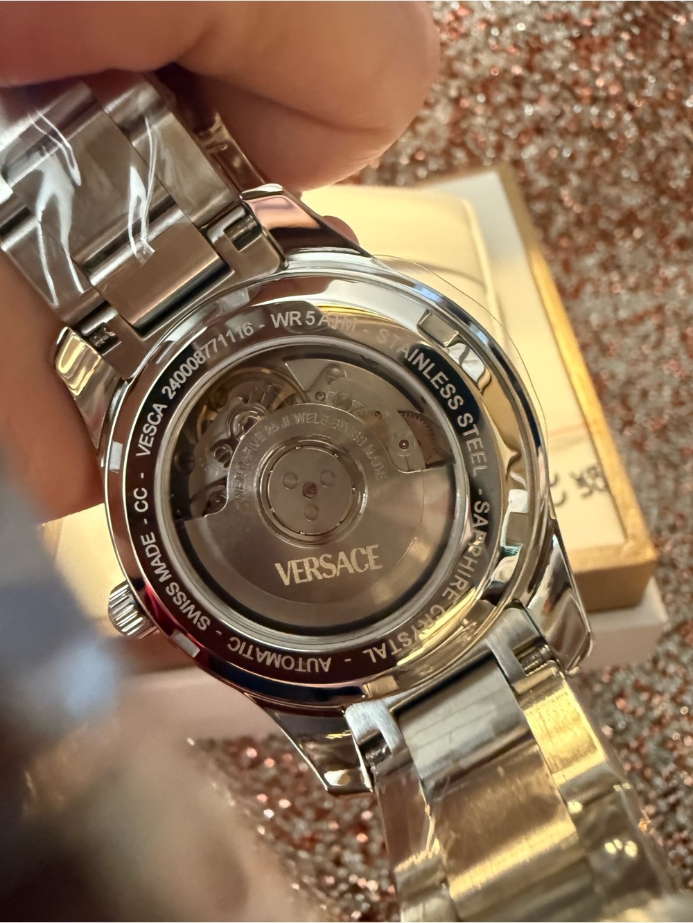 Versace Men's Silver Watch with Turquoise Dial - Picture 4 of 14